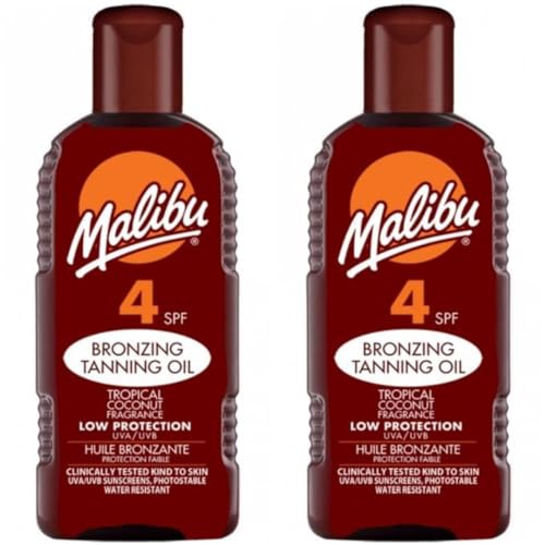 2 pack Set Of Malibu SPF 4 Bronzing Tanning Oil 200ML Bottles