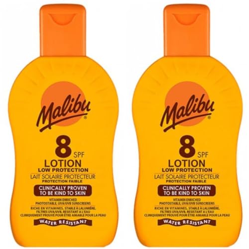 2 pack Set Of SPF 8 Malibu Sun Cream Lotion 200 ML Bottles