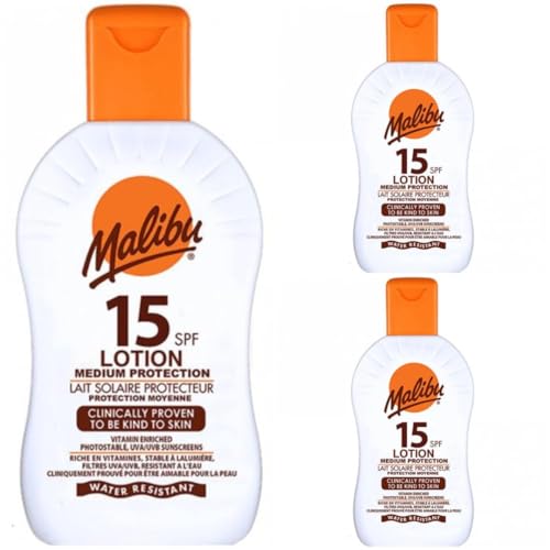 3 pack Set Of SPF 15 Malibu Sun Cream Lotion 200 ML Bottles
