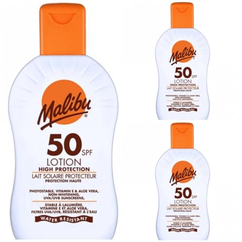 3 pack Set Of SPF 50 Malibu Sun Cream Lotion 200 ML Bottles