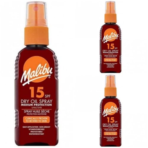 3 pack Set Of SPF 15 Malibu Dry Oil 100ML Bottles
