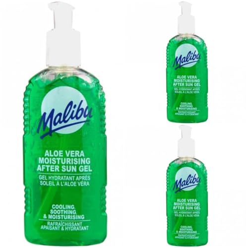 3 Pack Set Of Malibu Aloe Vera Gel After Sun 200Ml Each Bottle