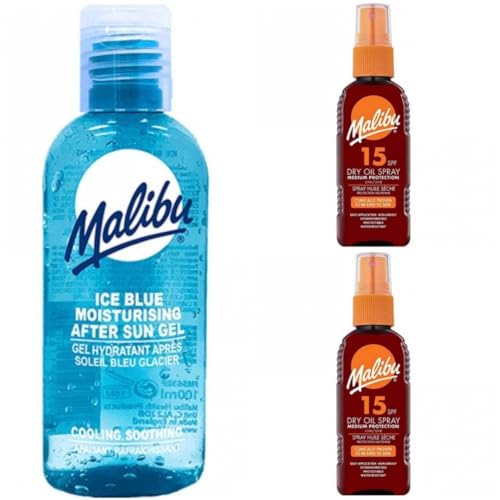 3 Mixed Pack Of 100ML Aftersun Cooling Gel Plus SPF 15 Malibu Dry Oil 100ML X 2 Bottles