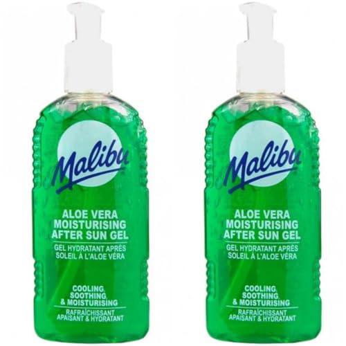 2 Pack Set Of Malibu Aloe Vera Gel After Sun 200Ml Each Bottle