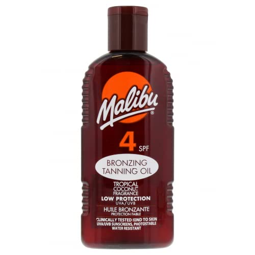 Malibu Sun SPF 4 Bronzing Tanning Oil, Water Resistant, Coconut Scented, 200ml