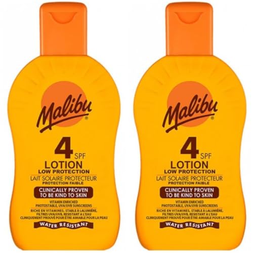 2 pack Set Of SPF 4 Malibu Sun Cream Lotion 200 ML Bottles