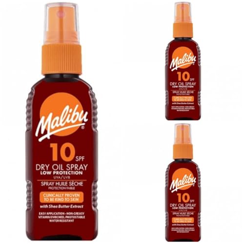 3 pack Set Of SPF 10 Malibu Dry Oil 100ML Bottles