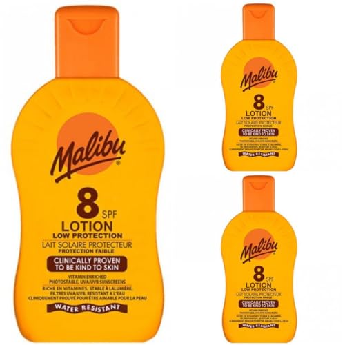 3 pack Set Of SPF 8 Malibu Sun Cream Lotion 200 ML Bottles
