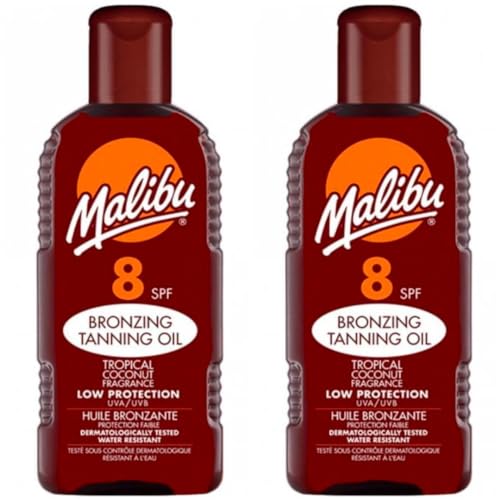 2 pack Set Of Malibu SPF 8 Bronzing Tanning Oil 200ML Bottles