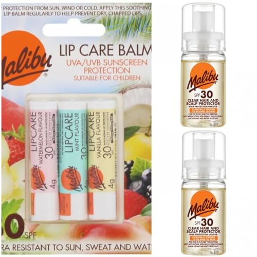 3 pack Set Of SPF 30 Clear Hair & Scalp Protector & Lip Balm