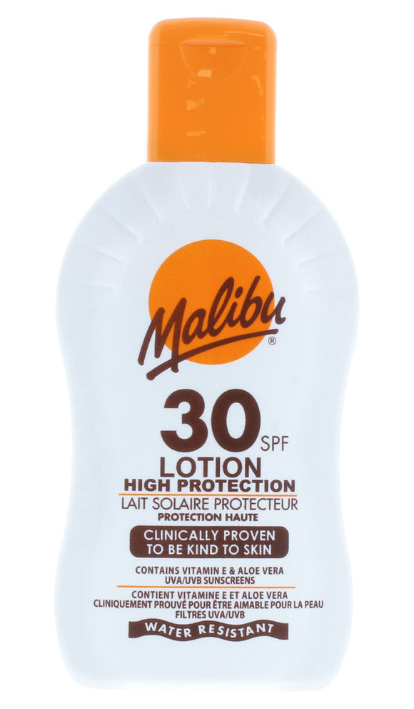 Malibu Sun SPF 30 Lotion, High Protection Sun Cream, Water Resistant, Vitamin E and Aloe Vera Enriched, 200ml