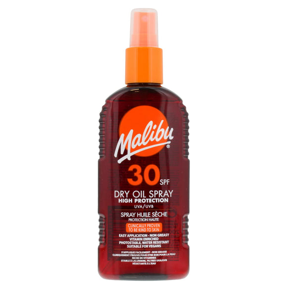 Malibu Sun SPF 30 Non-Greasy Dry Oil Spray, High Protection, Water Resistant, 200ml