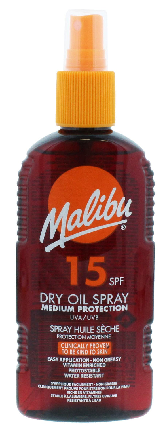 Malibu Suntan Dry Oil Spray Very Water Resistant SPF 15 Medium Protection